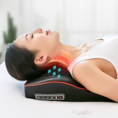 Gối Massage tựa lưng hồng ngoại cổ vai gáy RULAX đa chế độ C102, ĐEN 
